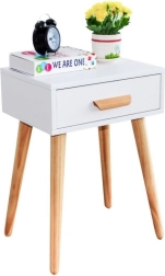 Naktsskapītis vai kafijas galdiņš no priedes koka ModernHome, balts