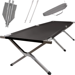 Saliekama kempinga lauka gulta XXL – melna