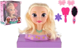 Ķemmējamā galva blondīne ar piederumiem