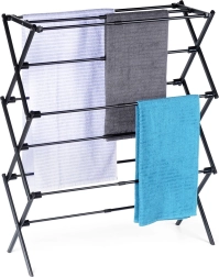 Metāla melns teleskopiskais stāvvietas veļas žāvētājs 47–78 × 94 cm