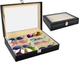 SOULIMA briļļu organizators ar stikla vāku, 8 nodalījumi