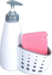 Trauku mazgāšanas līdzekļa dozators ar sūkļa turētāju 370 ml, balts
