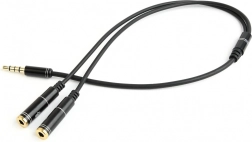 Audio adapteris 3,5 mm 4 kontaktu uz 2× 3,5 mm (austiņas + mikrofons), 0,2 m