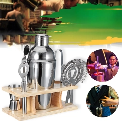 Profesionāla bārmeņa komplekts ar šeikeru un koka statīvu