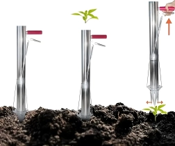 Rokas stādotājs sīpoliem un stādiem no nerūsējoša tērauda