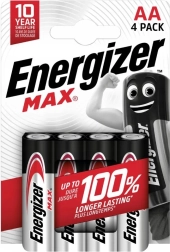 Sārma baterijas LR6/AA Energizer MAX, iepakojumā 4 gab.