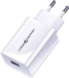 USAMS T22 tīkla lādētājs 1xUSB 18W QC 3.0 ātrā uzlāde
