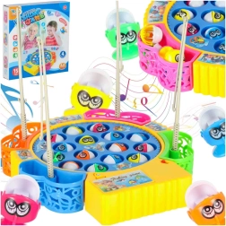 Ģimenes spēle zivtiņu ķeršana, 15 zivtiņas un 4 makšķeres