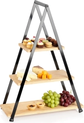 Trīsstāvu bambusa servēšanas stends 53 cm