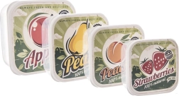 Plastmasas pārtikas kārbu komplekts 4 gab. ar retro augļu vāciņiem