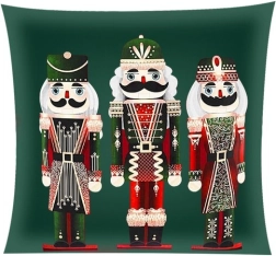 Plīša Ziemassvētku spilvendrāna 40 × 40 cm Riekstkodis RUHHY – 1 gab. – Zaļa