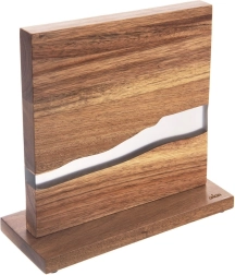 Divpusējs koka magnētiskais nažu statīvs River no akācijas koka