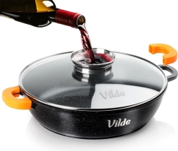 Dziļa granīta panna ar stikla vāku TERRUNA AROMA 24 cm, 2,1 l