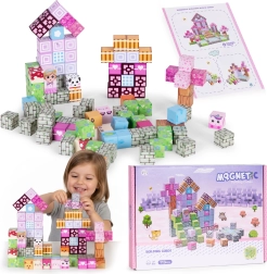 Magnetic building set for children, 113 pieces