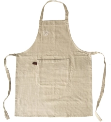 Cotton kitchen apron GREENISH with ties and pocket