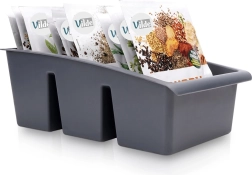 Pelēks maisiņu organizators garšvielām 25 × 15 × 9 cm