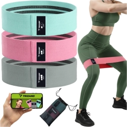 TRIZAND pretestības gumiju komplekts 3 gab., tekstils 8–31 kg ar treniņu plānu QR