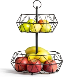 Divstāvu melns metāla grozs augļiem