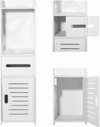 Baltas vannas istabas skapis 80 cm ar plauktiem