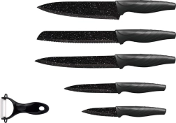 TORO virtuves nažu komplekts 5 gab. ar marmora nepiedegošu pārklājumu + keramikas mizotājs