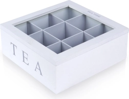 Koka tējas maisiņu organizators 22 × 22 × 8,5 cm, 9 nodalījumi