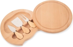 Wooden expandable cheese board with 4-piece knife set ORION