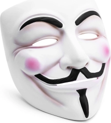 Maska Guy Fawkes ANONYMOUS V JEB VENDETA, balta