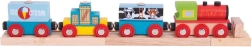 Bigjigs Rail kravas vilciens ar precēm un 3 sliedēm