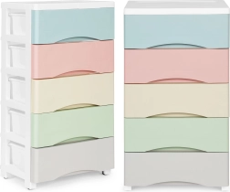 Pārvietojama plastmasas kumode ar 5 krāsainām atvilktnēm ModernHome