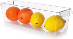 Ledusskapja organizators 36 × 10,5 × 10 cm – caurspīdīga plastmasas kaste ar rokturiem