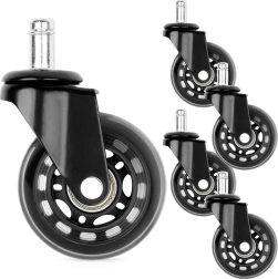 Gumijas biroja krēsla ritenīši 63 mm, tapa 10 mm, 5 gab.