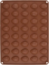 Sillinie silicone cookie mold for nut-shaped cookies, orange