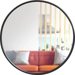 Apaļš sienas spogulis ar melnu koka rāmi 50 cm