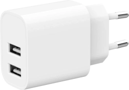 Duālā USB lādētājs 2.4 A, balts