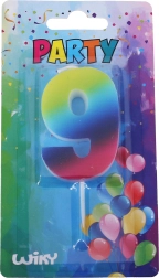 Party candle number 9 Rainbow