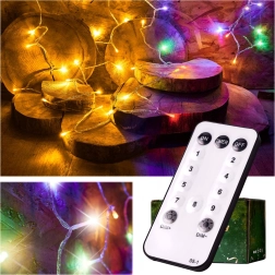 LED Ziemassvētku gaismas virtene 10 m, 100 diodes ar tālvadības pulti