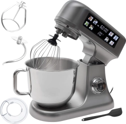 Bauerkraft stand mixer with 6 L bowl, LED panel, fermentation function and built-in scale, silver