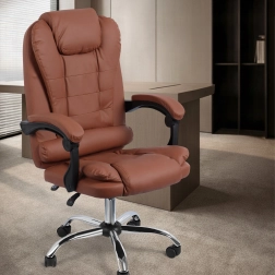 Ergonomisks biroja krēsls no ekoādas, brūns