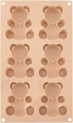 Silikona forma cepumiem un mafiniem, lāčīši, 30 × 17,5 × 2 cm, bēša