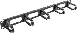 Kabeļu organizators 19" skapim 1U, tips B, melns