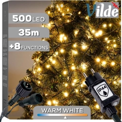 Vilde Ziemassvētku virtene 500 LED, silti balta, 33,5 m, IP44, lietošanai iekštelpās un ārā