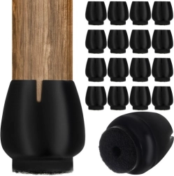 Silikona uzmavas krēslu kājām ar filcu, komplekts 16 gab. (12–16 mm), melnas