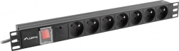 Raka barošanas sliede PDU 19" 1U, 7x 230 V, 2 m, ieeja IEC C14, melna
