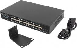 Lanberg 24 portu gigabitu PoE+ slēdzis 250 W ar 2x SFP un 2x uplinku