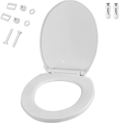 Tualetes sēdeklis ar lēnu aizvēršanos, universāls, balts