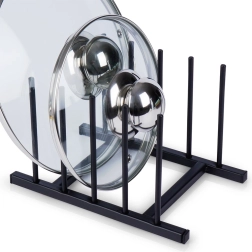 Metāla vāku un šķīvju turētājs, melns 19,5 × 12,5 × 12 cm