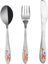 Children's stainless steel cutlery giraffe, 3-piece