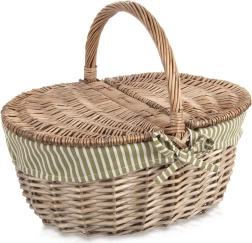 Vītolu piknika grozs ar vāku 42 × 32 × 35 cm