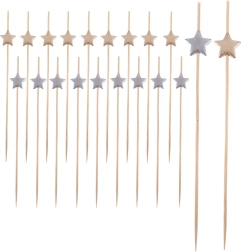 Bamboo cocktail sticks with little stars 12 cm, 20 pcs