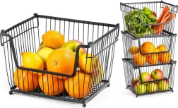 Metāla augļu un dārzeņu grozs, melns